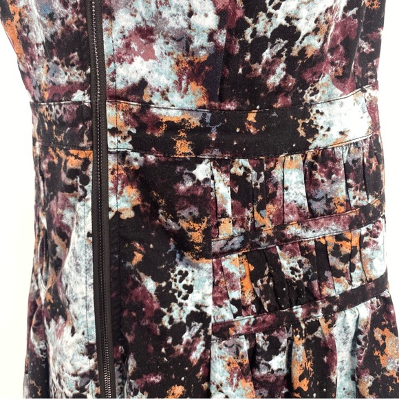 BCBGeneration Zip Front Dress Brûlée Pleated Mini Dress Multicolor Blue Brown - Picture 9 of 11